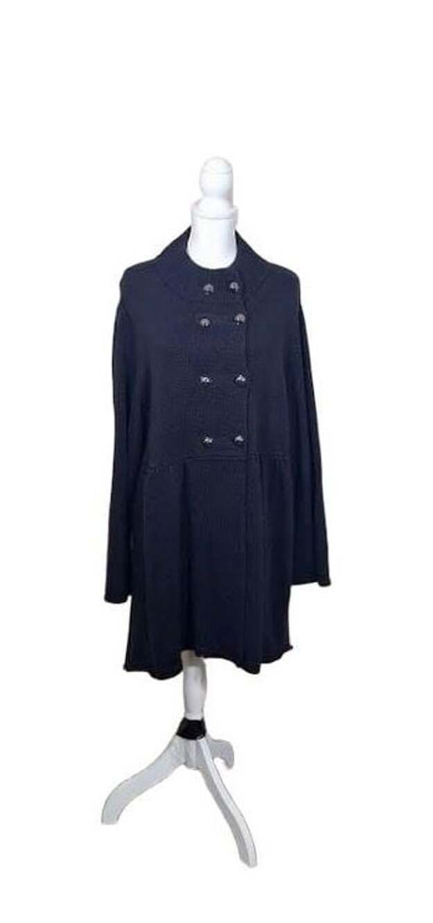 Style & Co Blk. Mock/Tunnel Neck Sweater Coat, 2X Military Style Dark Academia - Picture 7 of 11